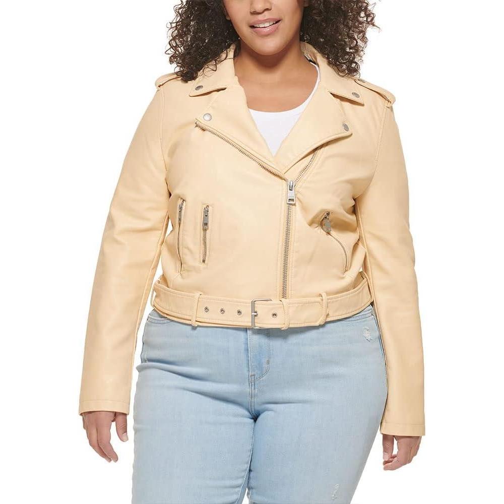 imageLevis Womens The Belted Faux Leather Moto Jacket Regular amp Plus SizeWheat