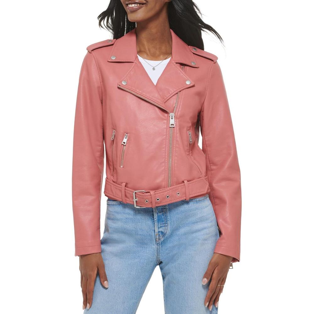 imageLevis Womens The Belted Faux Leather Moto Jacket Regular amp Plus SizeWinter Rose