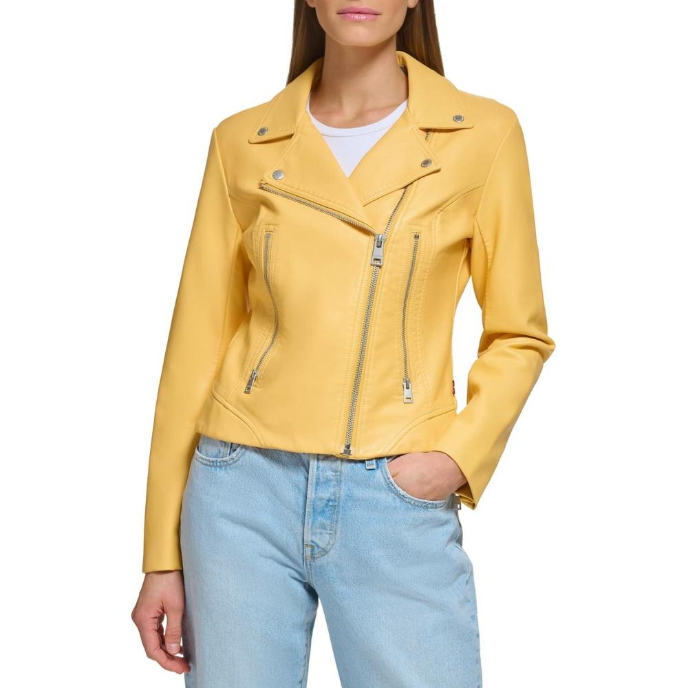 imageLevis womens Vegan Leather 538 Moto Jacket Regular amp Plus SizeAmberCream