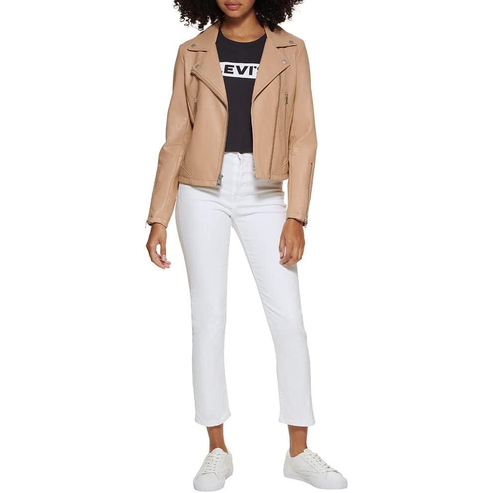 imageLevis womens Vegan Leather 538 Moto Jacket Regular amp Plus SizeBiscotti