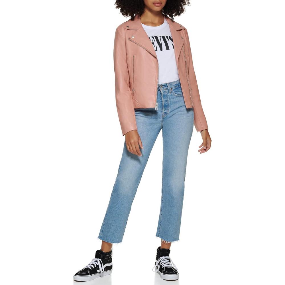 imageLevis womens Vegan Leather 538 Moto Jacket Regular amp Plus SizeCameo Pink