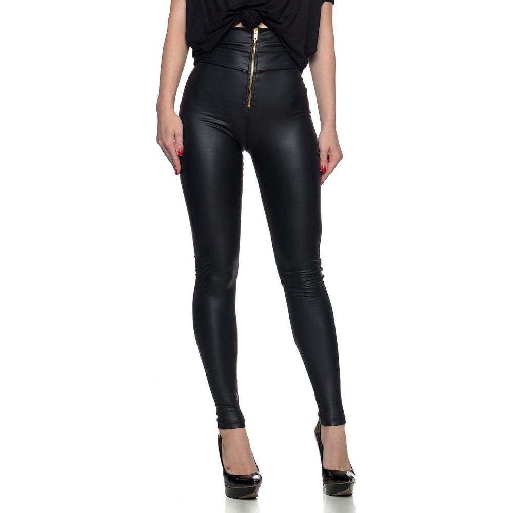 imageWomens J2 Love Zip Up Faux Leather High Waist LeggingsBlack