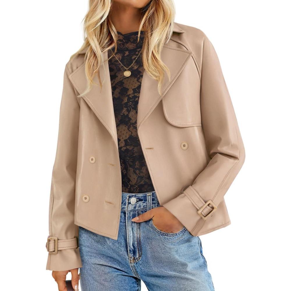 imageZESICA Womens Faux Leather Jackets Oversized Fall Fashion Button Motorcycle Coats Outwear 2026 Winter Outfits ClothesApricot