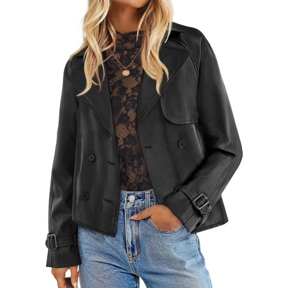 imageZESICA Womens Faux Leather Jackets Oversized Fall Fashion Button Motorcycle Coats Outwear 2026 Winter Outfits ClothesBlack