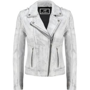 Jild Biker Style Vintage Leather Jacket Women – Casual Fashion Motorcycle Zip-Up Lightweight Coat Collar Women Leather Jacket(White)