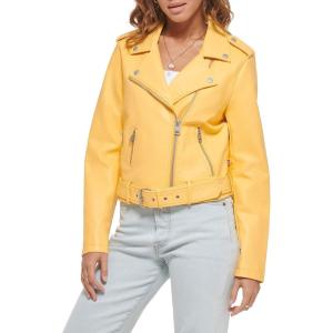 Levi’s Women’s The Belted Faux Leather Moto Jacket (Regular & Plus Size)(Amber/Cream)