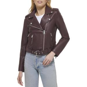 Levi’s Women’s The Belted Faux Leather Moto Jacket (Regular & Plus Size)(Burgundy)