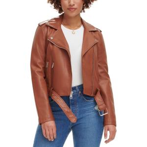 Levi’s Women’s The Belted Faux Leather Moto Jacket (Regular & Plus Size)(Camel)