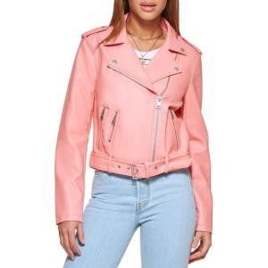Levi’s Women’s The Belted Faux Leather Moto Jacket (Regular & Plus Size)(Coral)