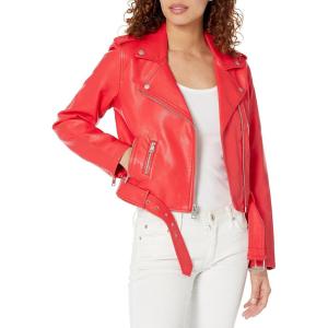 Levi’s Women’s The Belted Faux Leather Moto Jacket (Regular & Plus Size)(Hibiscus Red)
