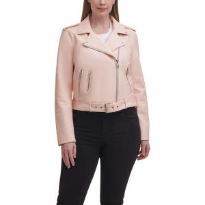 Levi’s Women’s The Belted Faux Leather Moto Jacket (Regular & Plus Size)(Pink Scallop Shell)