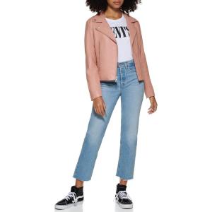 Levi’s womens Vegan Leather 538 Moto Jacket (Regular & Plus Size)(Cameo Pink)