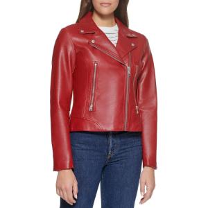 Levi’s womens Vegan Leather 538 Moto Jacket (Regular & Plus Size)(Deep Red)