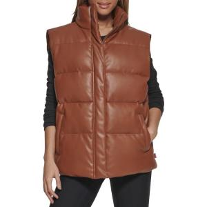 Levi’s womens Vegan Leather Puffer Vest(Camel)
