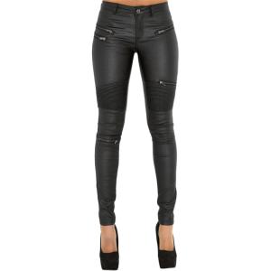 Womens Faux Leather Pants Rider Leggings PU Sexy Elastic Pant High Waisted Butt Lift Super Slim Wet Look Thin Pencil(Black)