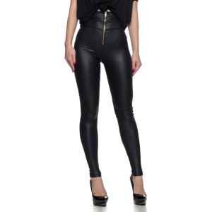 Women’s J2 Love Zip Up Faux Leather High Waist Leggings(Black)