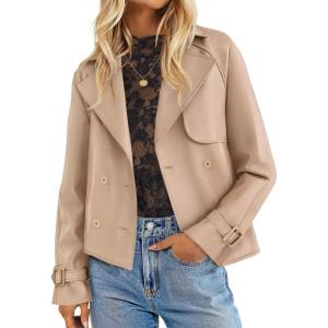 ZESICA Women’s Faux Leather Jackets Oversized Fall Fashion Button Motorcycle Coats Outwear 2026 Winter Outfits Clothes(Apricot)