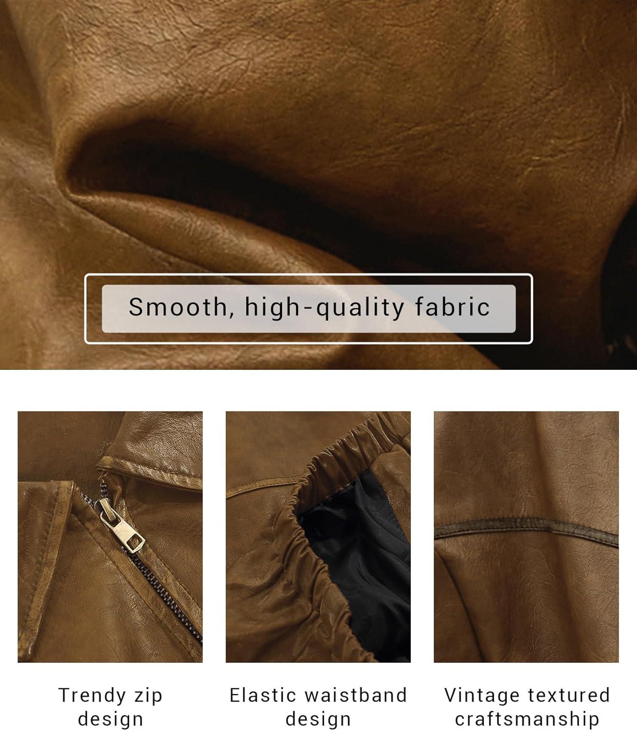 imageBakyarder Womens Oversized Y2K Faux Leather Jackets Vintage Plus Size Fashion Motorcycle Coats Fall Fashion Outfits 2025Light Brown