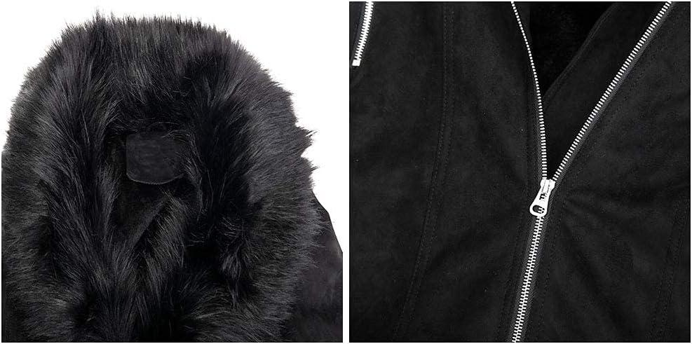 imageBellivera Women Faux Leather Trench Coat FleeceLined Midlength Jacket with Detachable Fur CollarBlack Coat