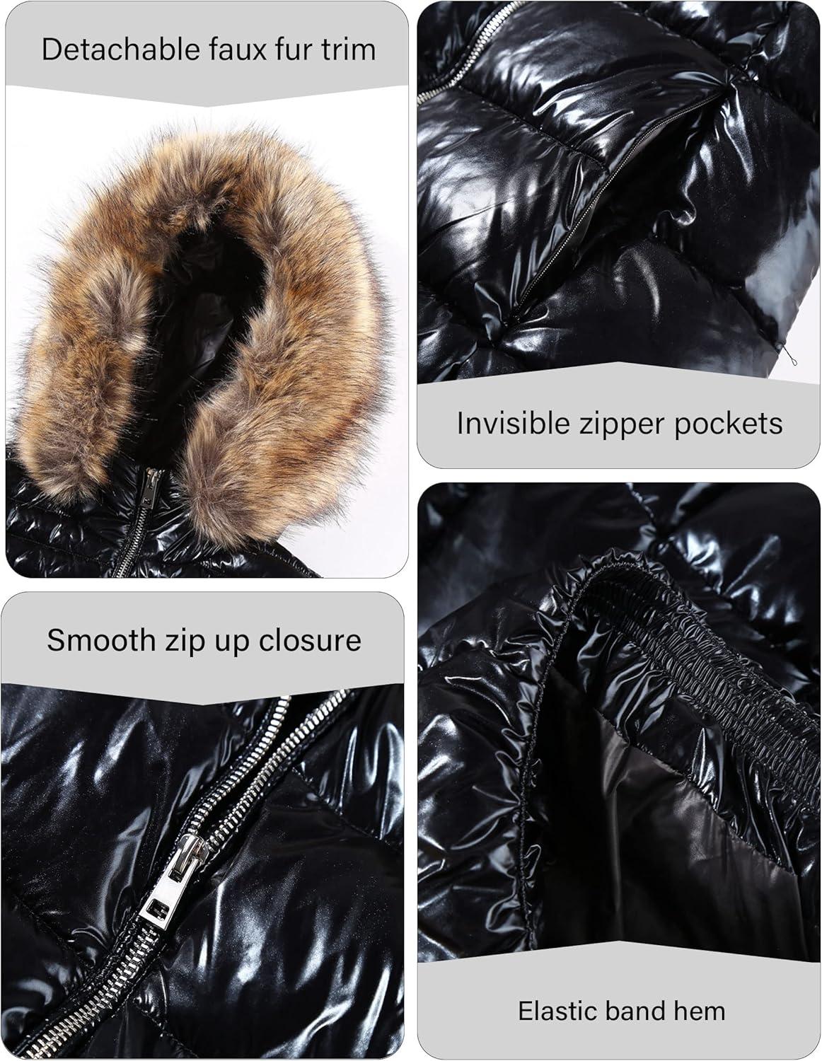 imageBellivera Womens Lightweight Puffer Jacket Winter Coats for Women Warm Quilted Bubble Padded Hood Coat with Faux Fur CollarBlack