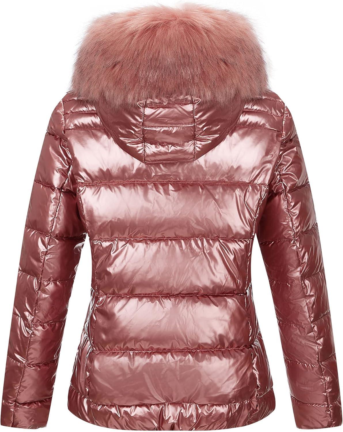 imageBellivera Womens Lightweight Puffer Jacket Winter Coats for Women Warm Quilted Bubble Padded Hood Coat with Faux Fur CollarDark Pink