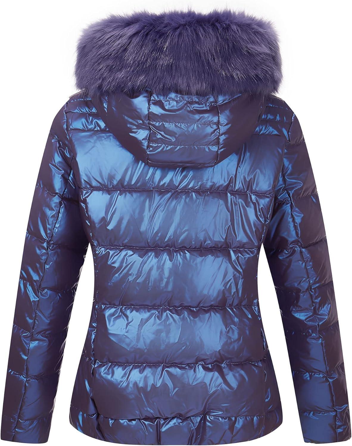 imageBellivera Womens Lightweight Puffer Jacket Winter Coats for Women Warm Quilted Bubble Padded Hood Coat with Faux Fur CollarPurple