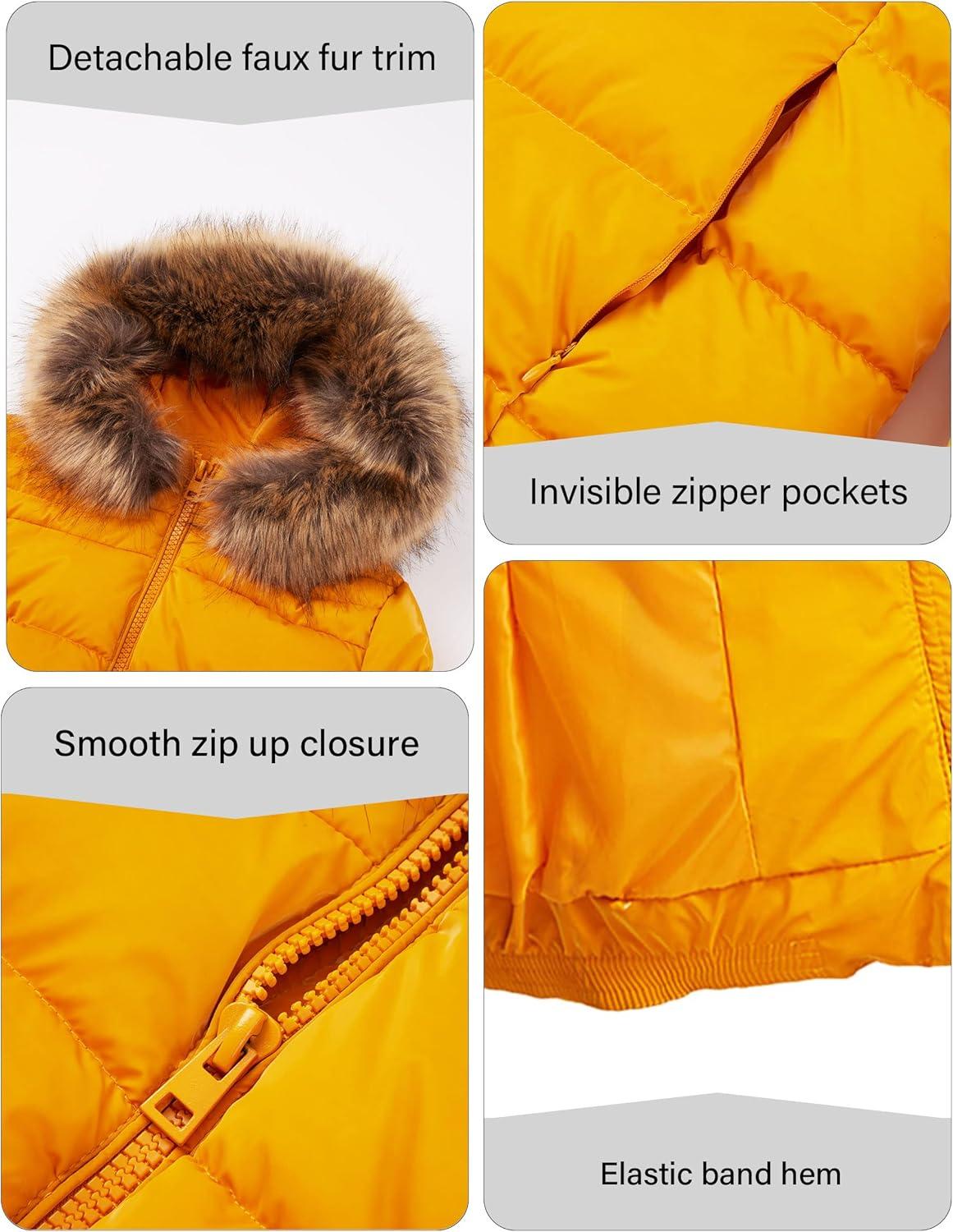imageBellivera Womens Lightweight Puffer Jacket Winter Coats for Women Warm Quilted Bubble Padded Hood Coat with Faux Fur CollarYellow