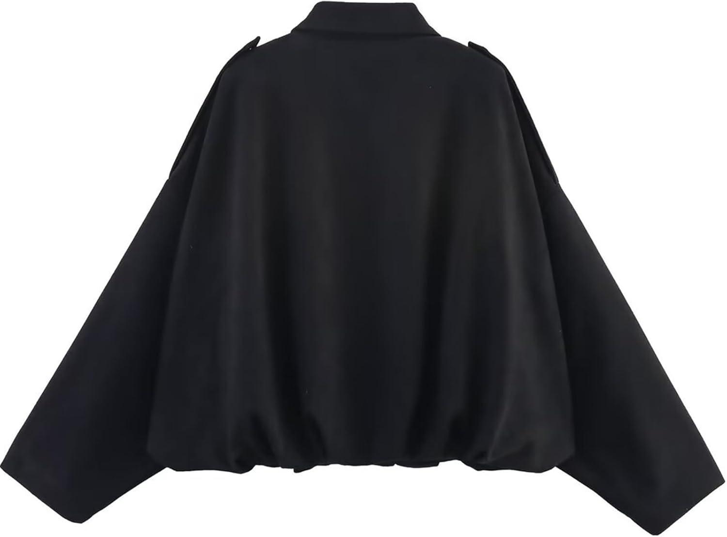imageCsvinkiko Womens Faux Suede Bomber Jacket Oversized Pilot Coats Fall Lapel Zip Up Motorcycle Streetwear OuterwearBlack