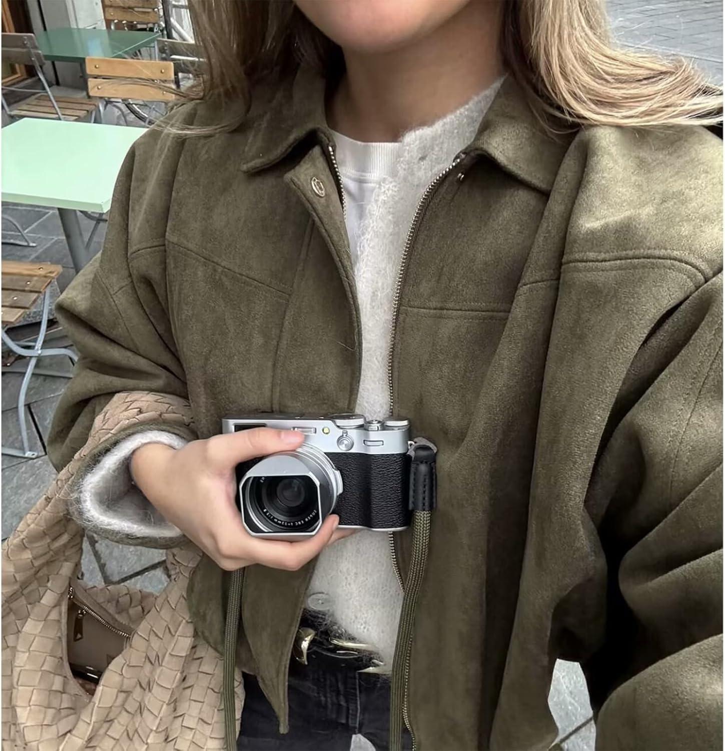imageCsvinkiko Womens Faux Suede Bomber Jacket Oversized Pilot Coats Fall Lapel Zip Up Motorcycle Streetwear OuterwearPocket Army Green