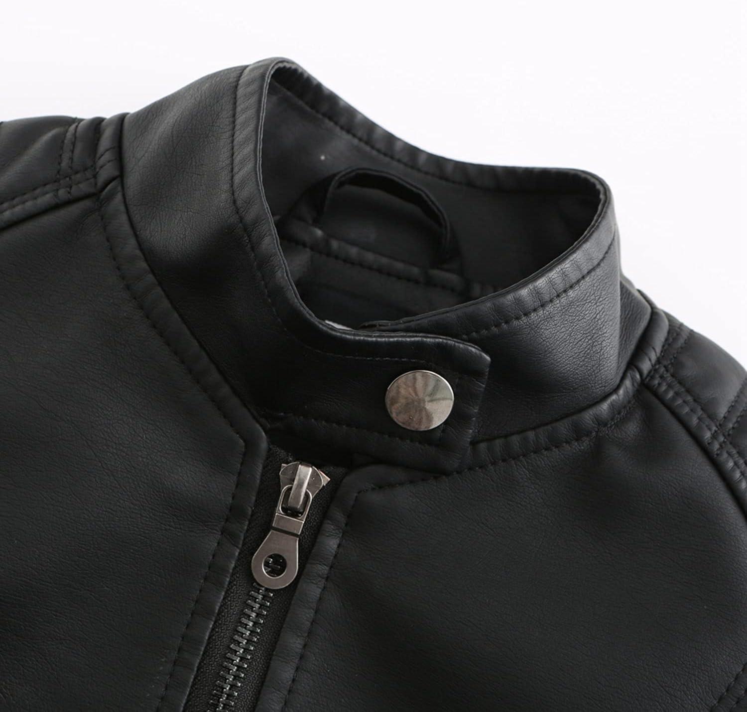 imageDEAR MODEL Faux Leather Jacket Women Bomber Jacket Womens Belted Motorcycle JacketBlack