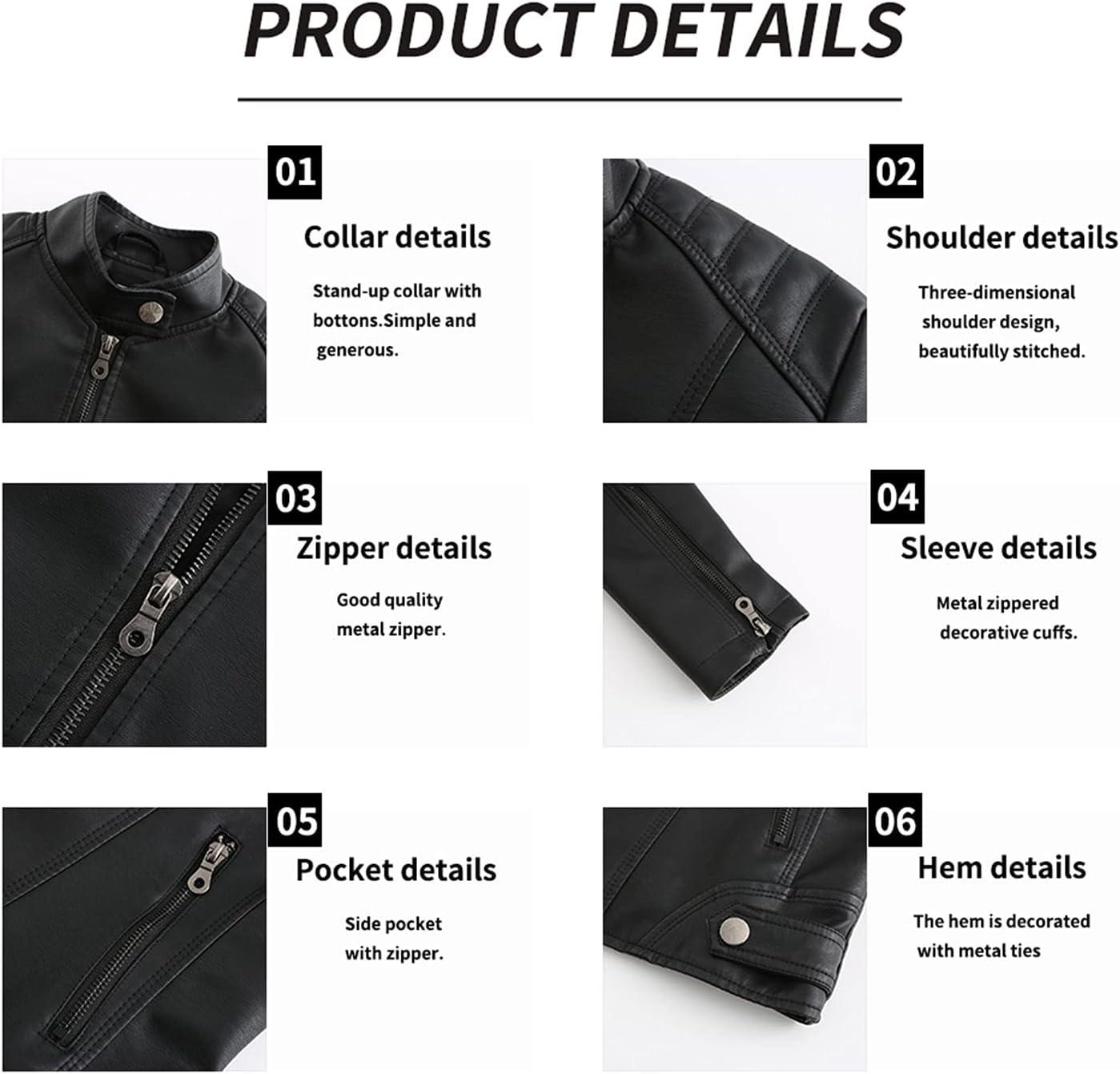 imageDEAR MODEL Faux Leather Jacket Women Bomber Jacket Womens Belted Motorcycle JacketBlack