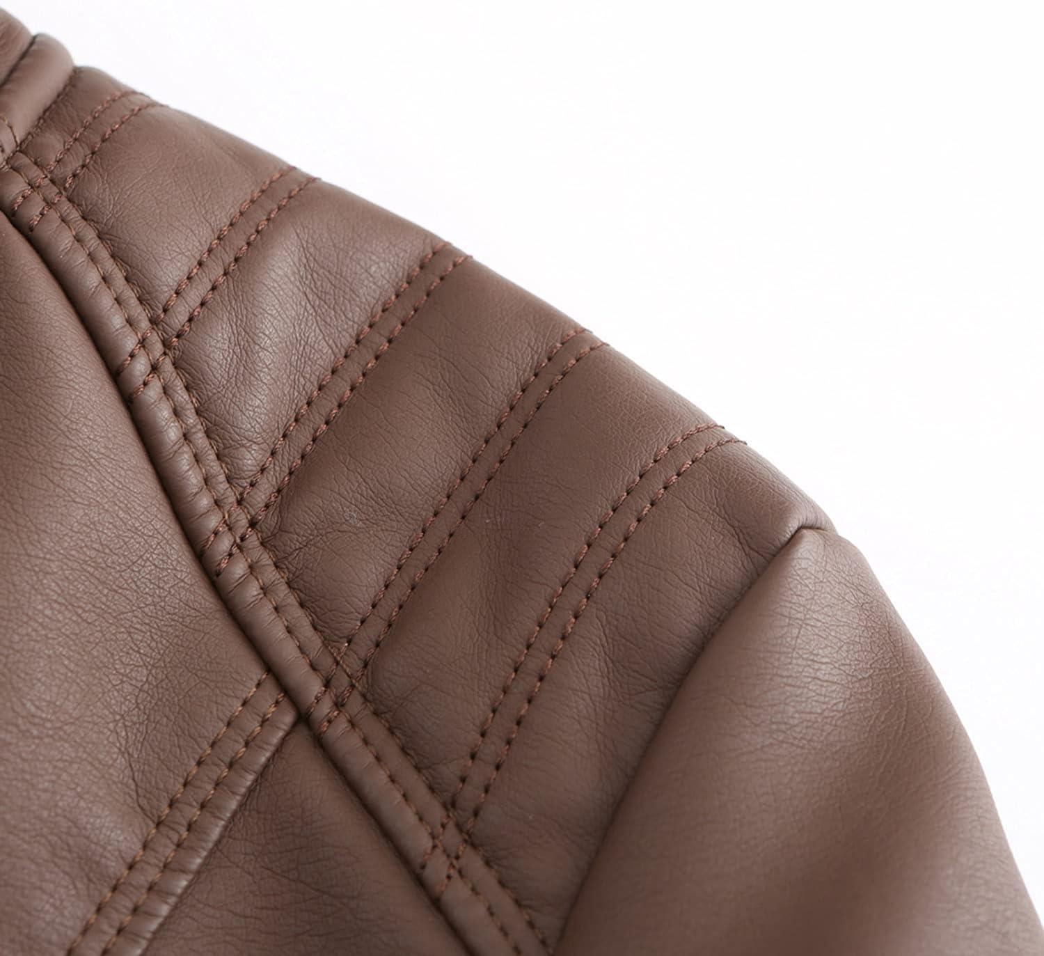 imageDEAR MODEL Faux Leather Jacket Women Bomber Jacket Womens Belted Motorcycle JacketBrown