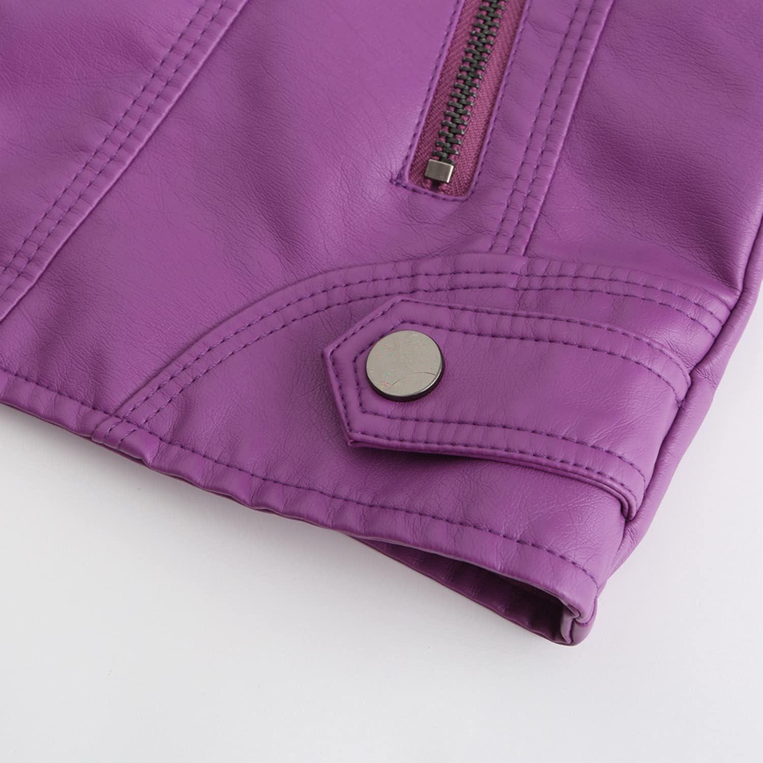 imageDEAR MODEL Faux Leather Jacket Women Bomber Jacket Womens Belted Motorcycle JacketPurple