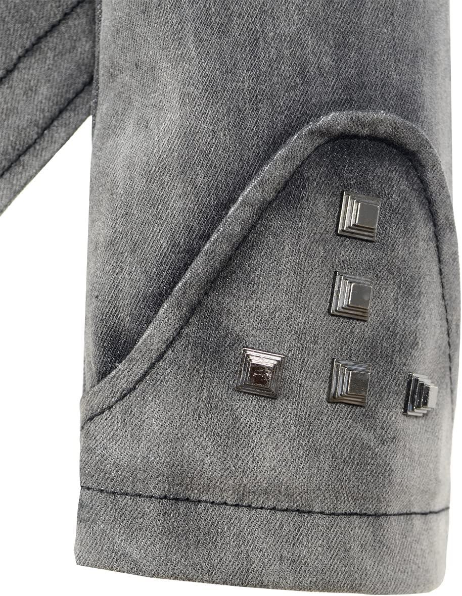 imageFashion SX Womens Rivet Faux Leather Jacket Zipper Moto Biker Denim coat Motorcycle OutwearGray