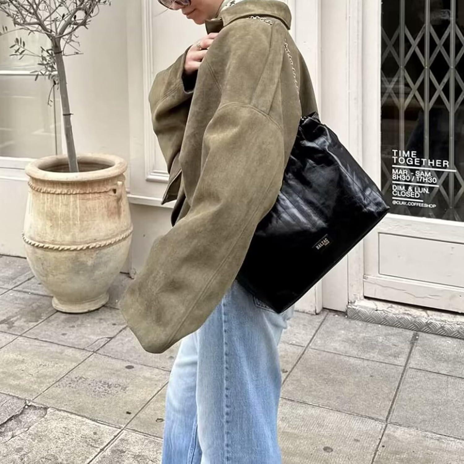 imageJoinQueen Faux Suede Jacket Women Oversized Long Sleeve Zip Up Epaulet Bomber Leather Jackets Oversized Casual CoatArmygreen