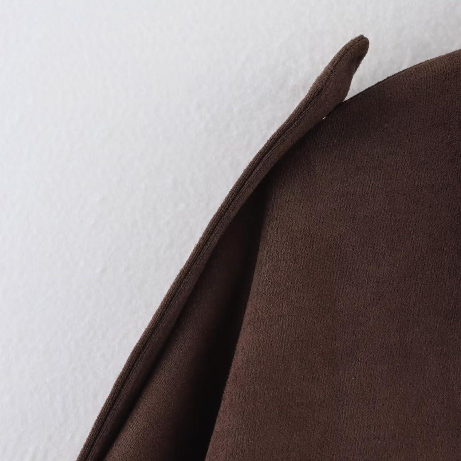 imageJoinQueen Faux Suede Jacket Women Oversized Long Sleeve Zip Up Epaulet Bomber Leather Jackets Oversized Casual CoatCoffee