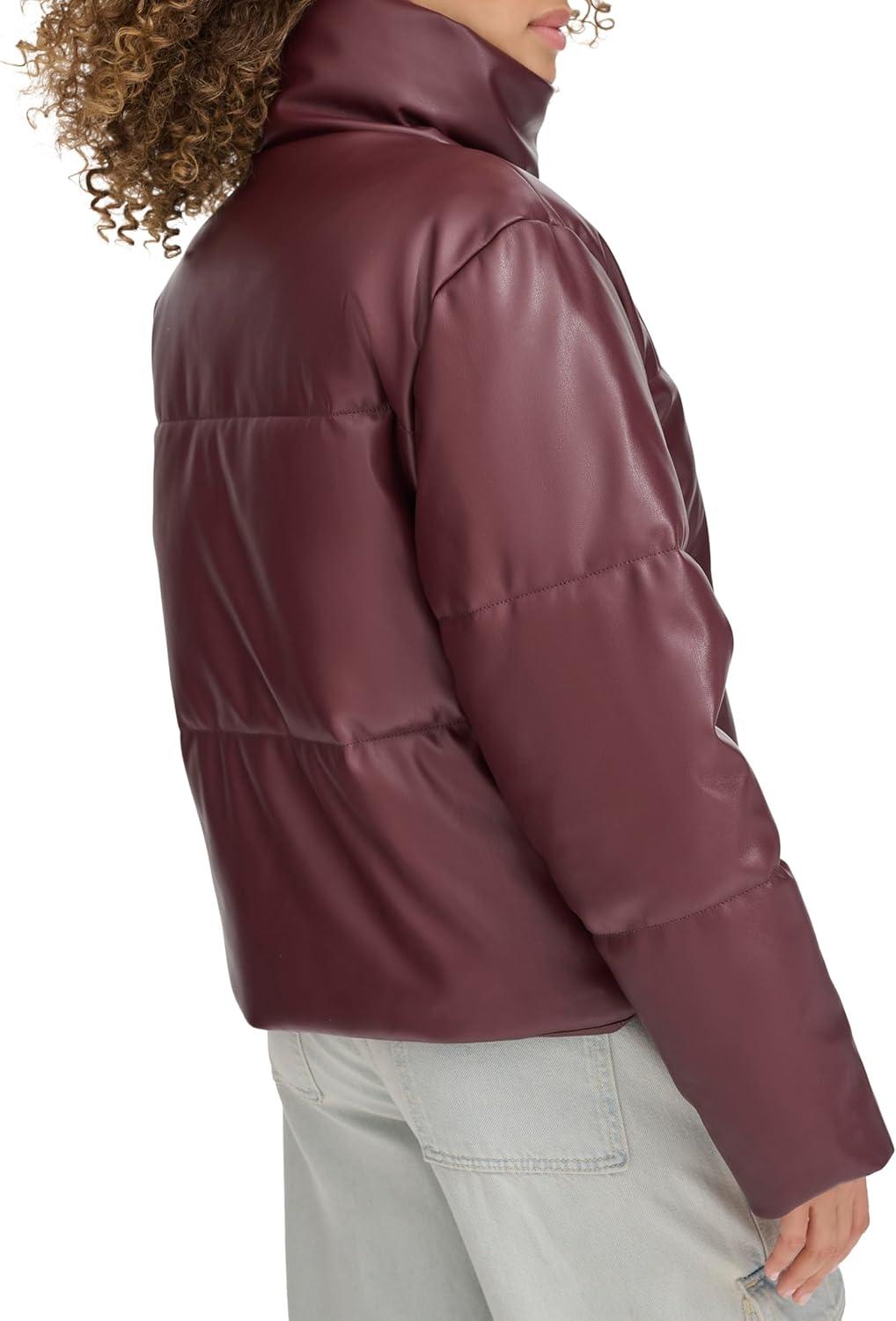 imageLevis Womens Vegan Leather Quilted Short Puffer JacketFig