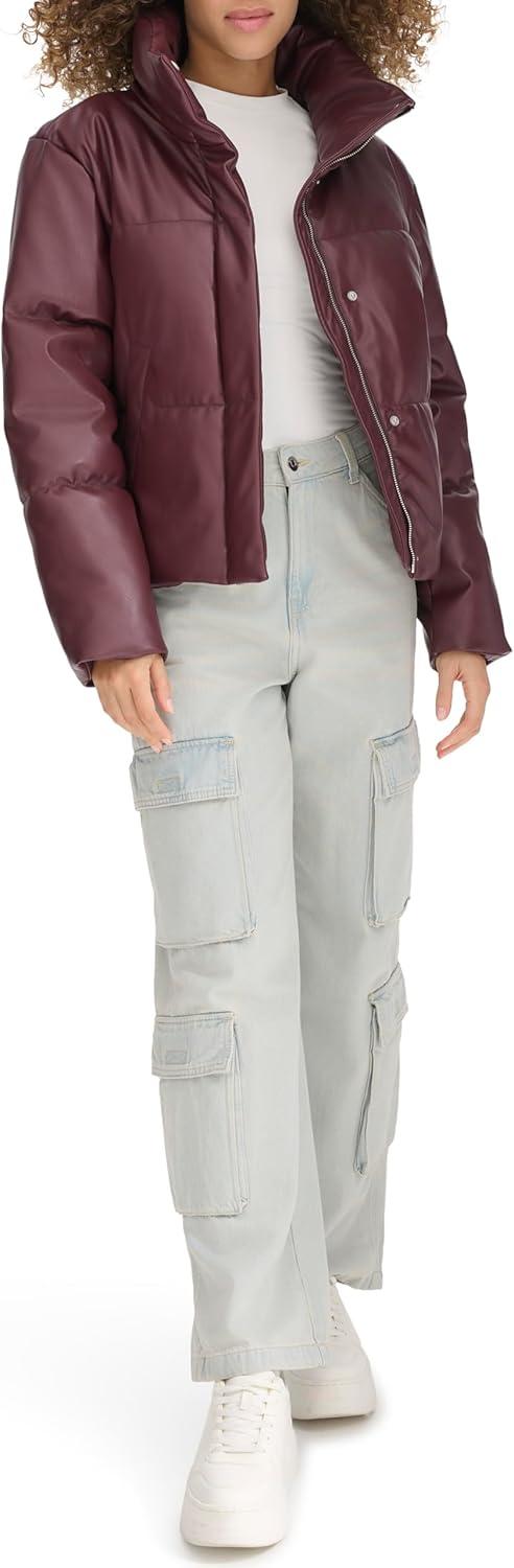 imageLevis Womens Vegan Leather Quilted Short Puffer JacketFig