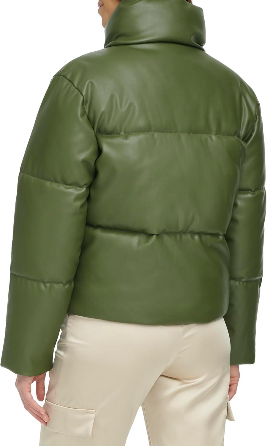 imageLevis Womens Vegan Leather Quilted Short Puffer JacketThyme