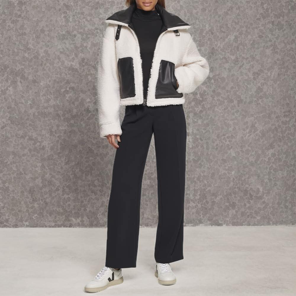 imageLevis womens Shorty Reversible Sherpa Faux Leather JacketBlackCream