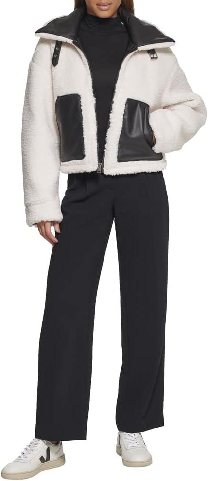 imageLevis womens Shorty Reversible Sherpa Faux Leather JacketBlackCream