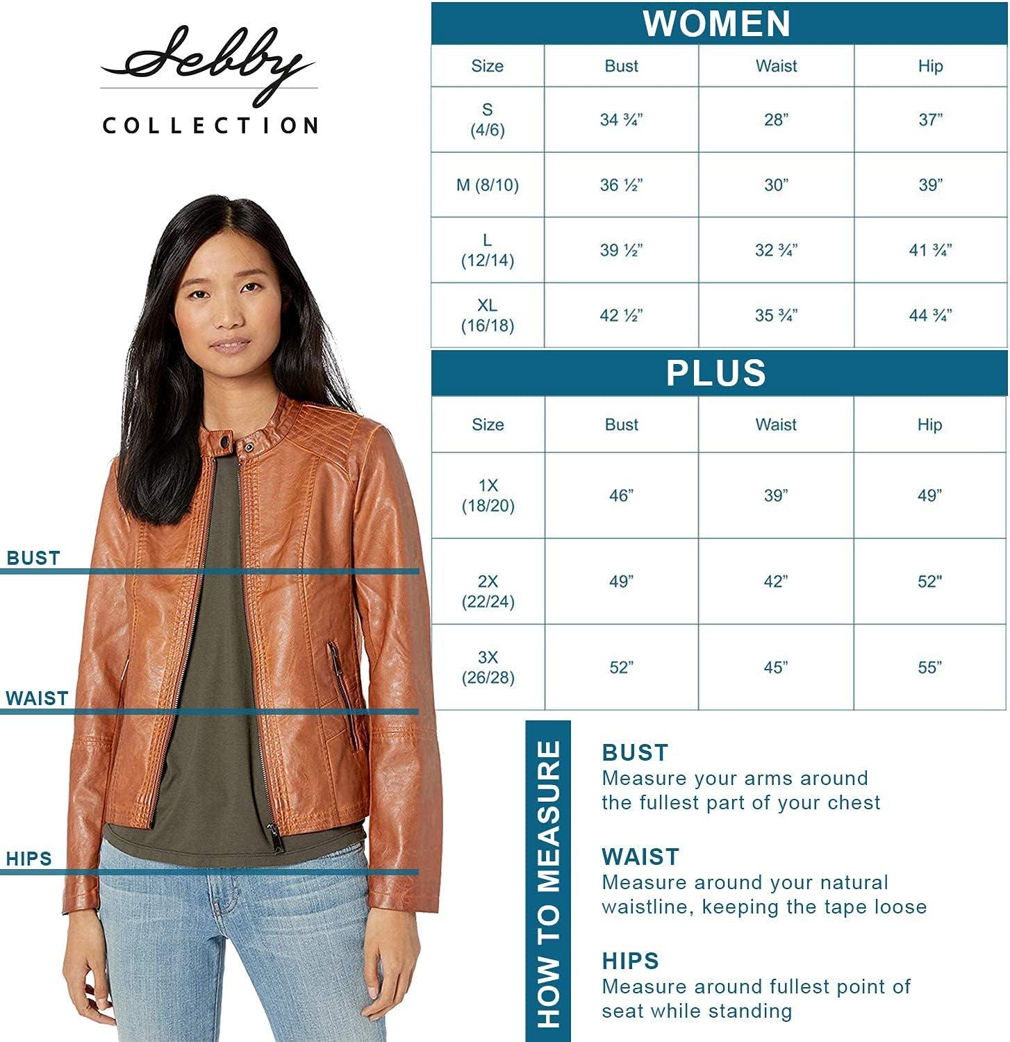 imageSebby Collection Womens Faux Leather Jacket with Moto Details and Front Zip PocketsAdobe