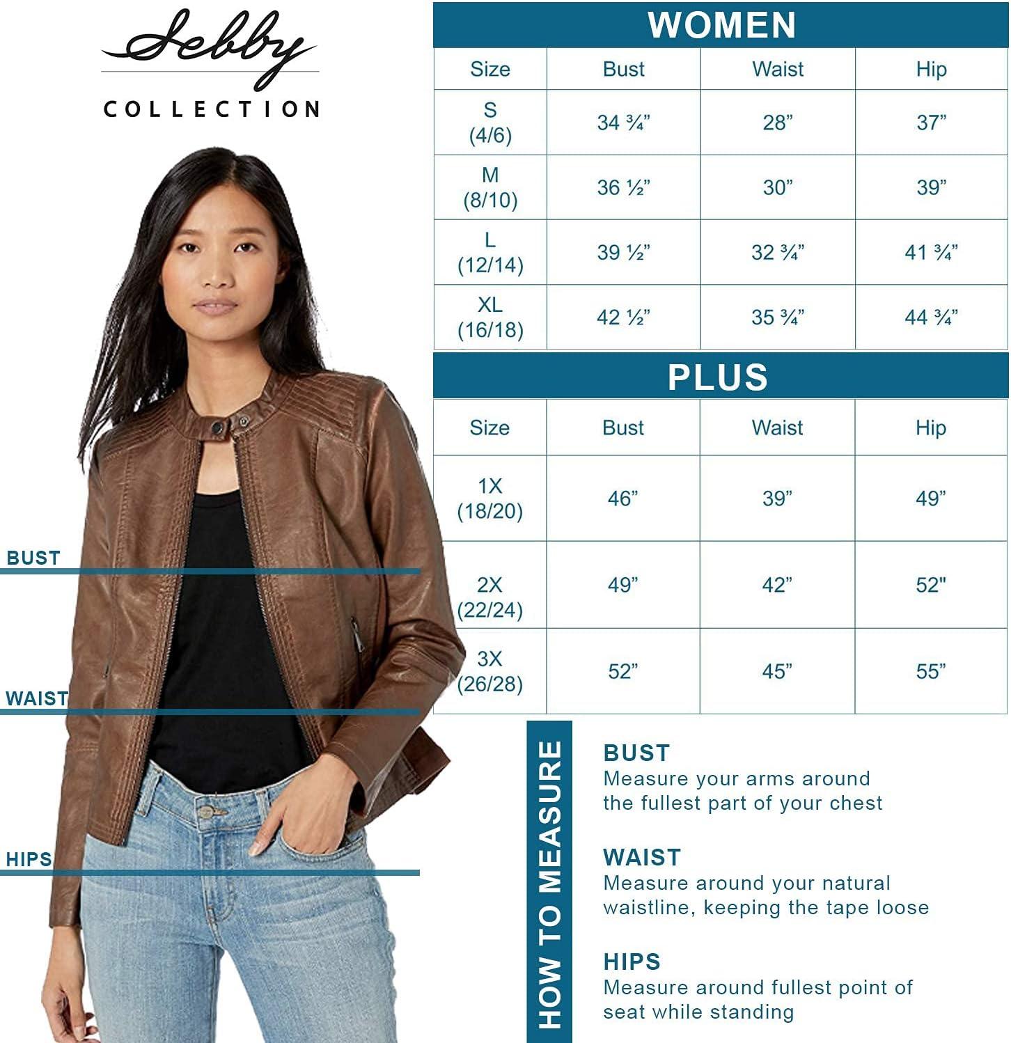 imageSebby Collection Womens Faux Leather Jacket with Moto Details and Front Zip PocketsWhiskey