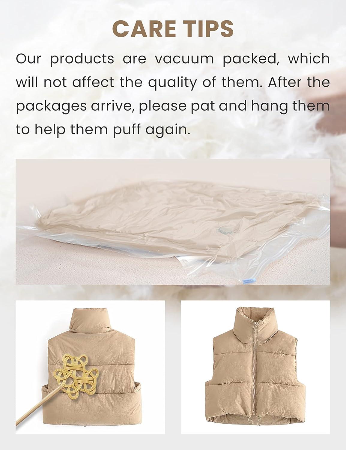imageUANEO Cropped Puffer Vest Women Zip Up Stand Collar Sleeveless Padded Crop Puffy VestsMustard