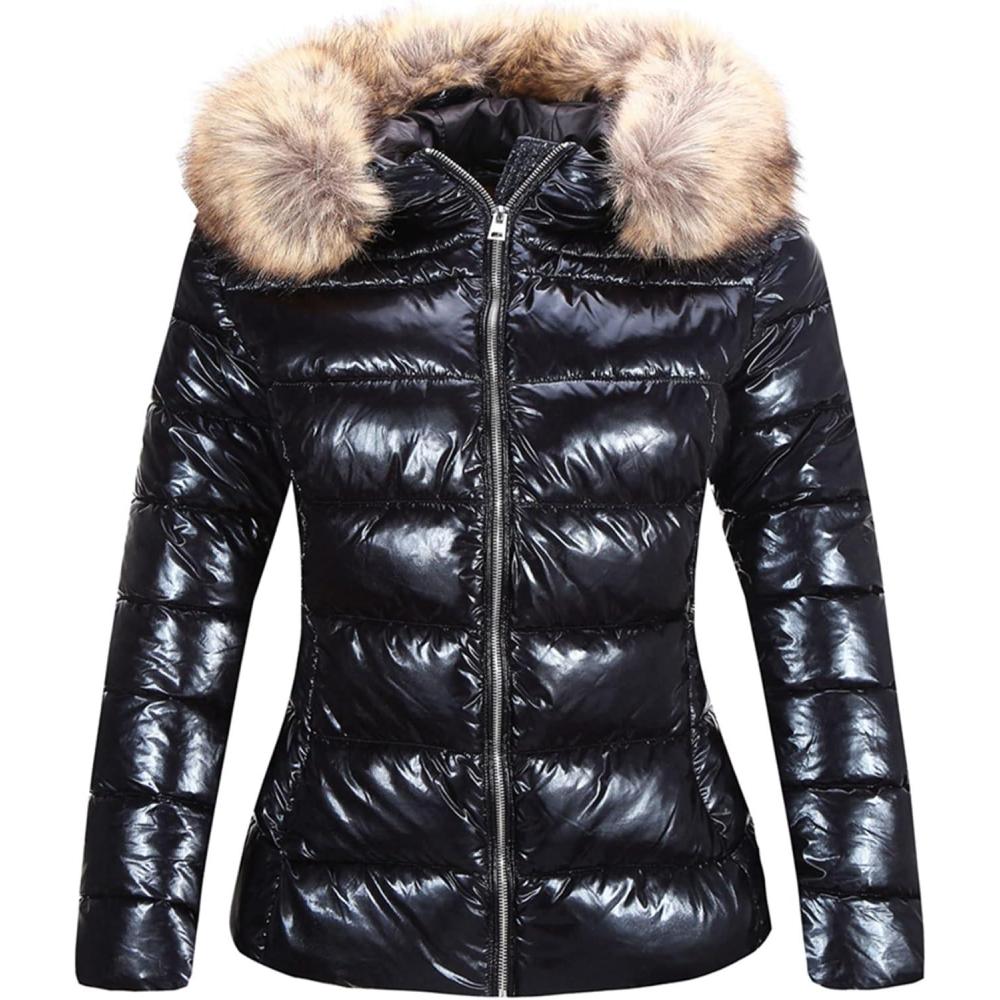imageBellivera Womens Lightweight Puffer Jacket Winter Coats for Women Warm Quilted Bubble Padded Hood Coat with Faux Fur CollarBlack
