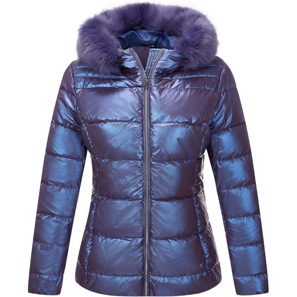 imageBellivera Womens Lightweight Puffer Jacket Winter Coats for Women Warm Quilted Bubble Padded Hood Coat with Faux Fur CollarPurple