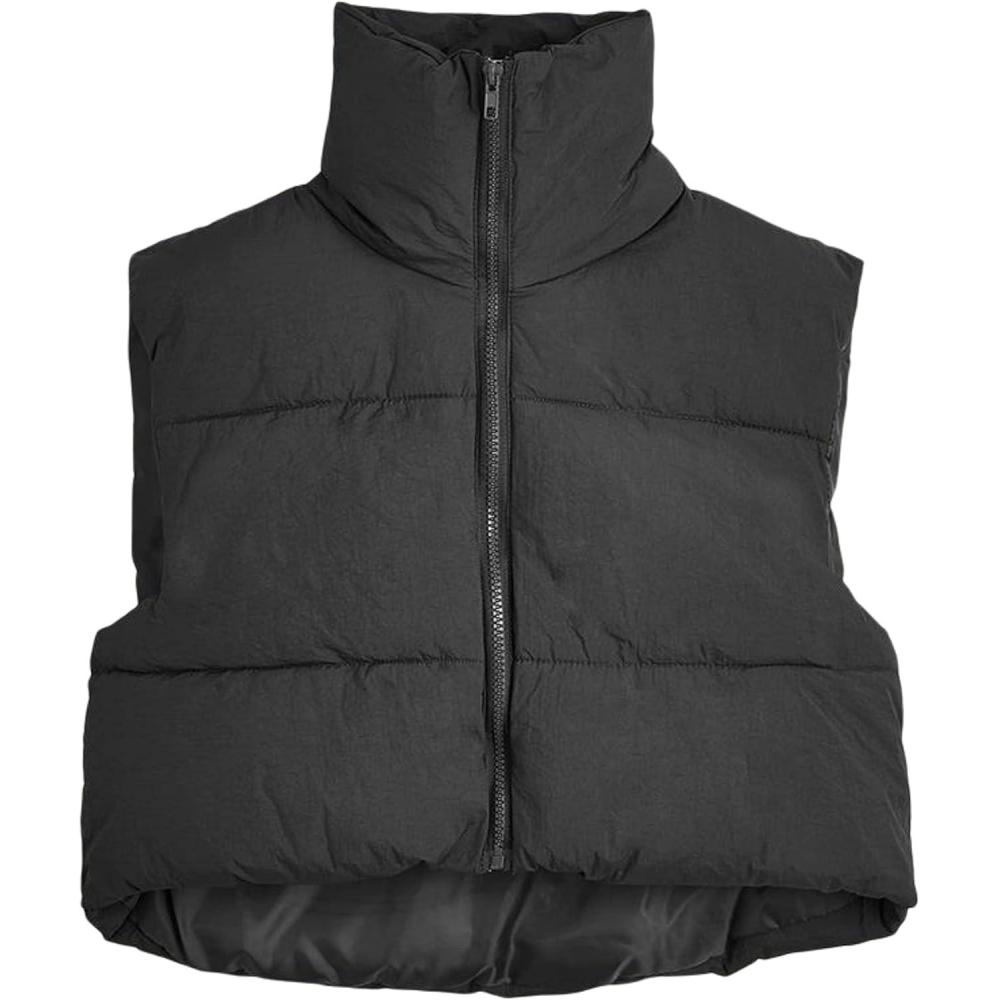 imageUANEO Cropped Puffer Vest Women Zip Up Stand Collar Sleeveless Padded Crop Puffy VestsBlack