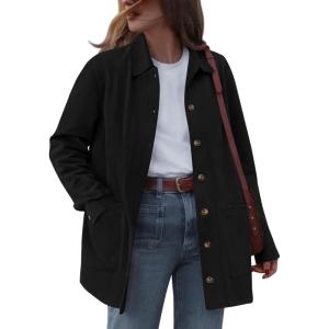 BTFBM Faux Suede Jacket Women Fall Fashion 2026 Leather Jackets Long Sleeve Button Down Winter Coats Shackets Outerwear(Black)