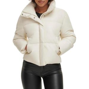 Levi’s Womens Vegan Leather Quilted Short Puffer Jacket(Almond Milk)