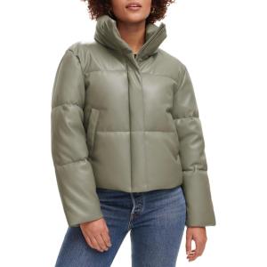 Levi’s Womens Vegan Leather Quilted Short Puffer Jacket(Sage)